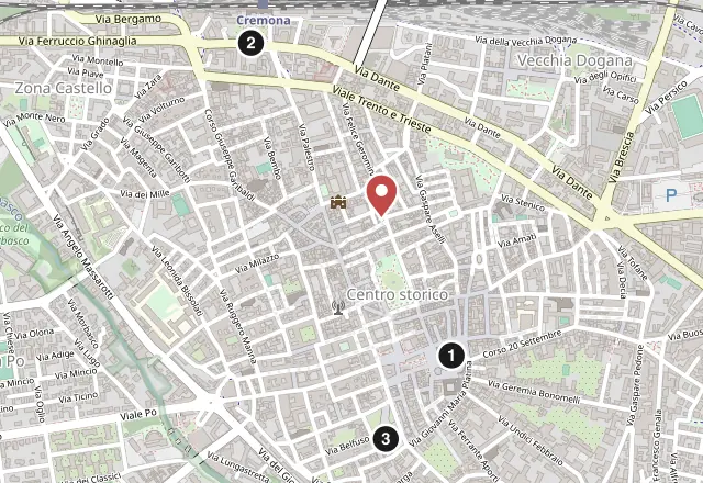 Mappa di Cremona con la posizione di 10 Manzoni Aparthotel, in Via Manzoni 10